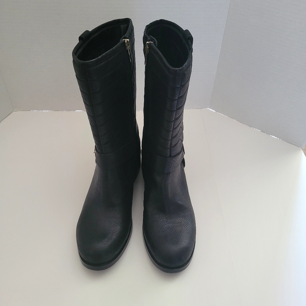 Vince Camuto women's black boots with gold trim. N.W/O.T, NEVER WORN sz10(M)